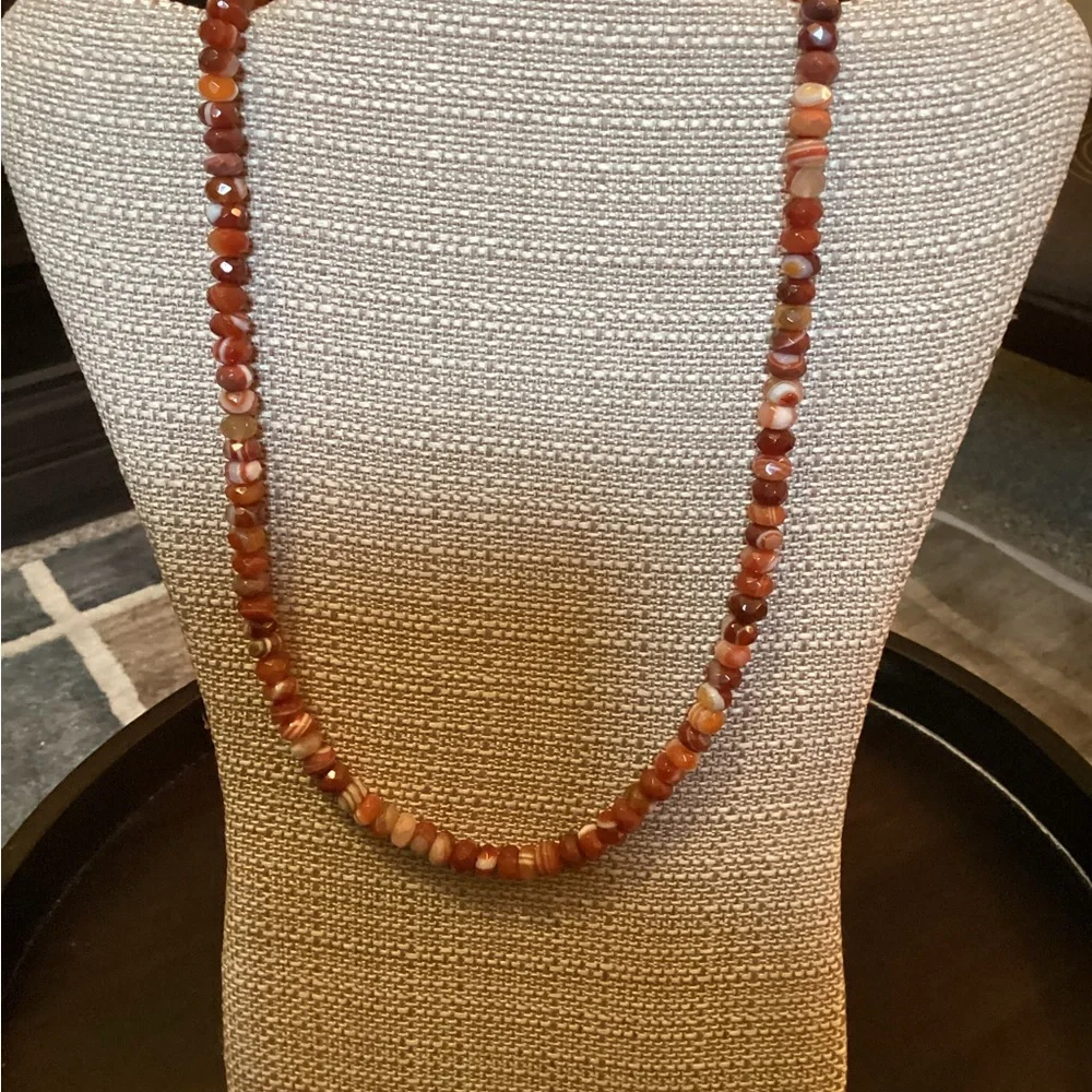 15” carved stone necklace, costume jewelry - Picture 1 of 5